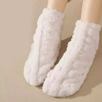 Keep Warm Coral Fleece Sleep Socks(3 Pairs) - Beige - EU36-42(US3-8.5) - image 9