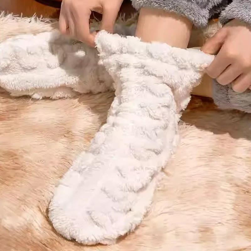 Keep Warm Coral Fleece Sleep Socks(3 Pairs) - image 2