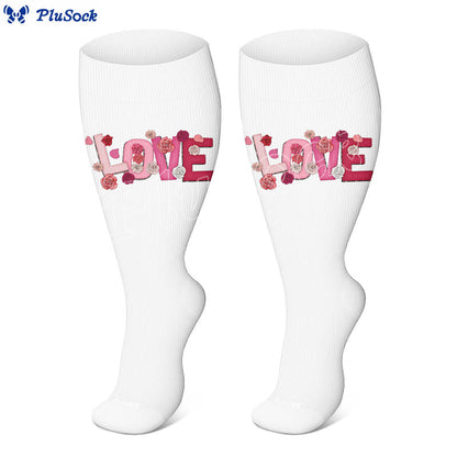 Plus Size Bold Love Graphic Compression Socks(3 Pairs) - image 2