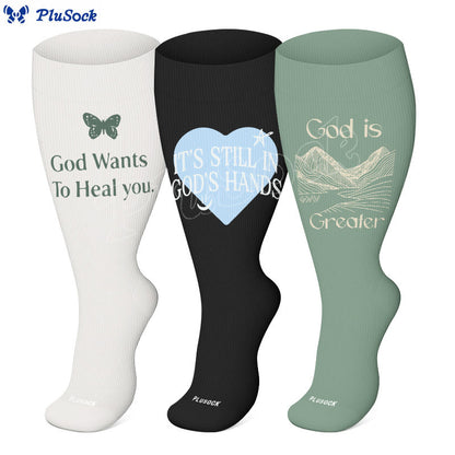 Plus Size Faith Healing Compression Socks(3 Pairs) - image 0