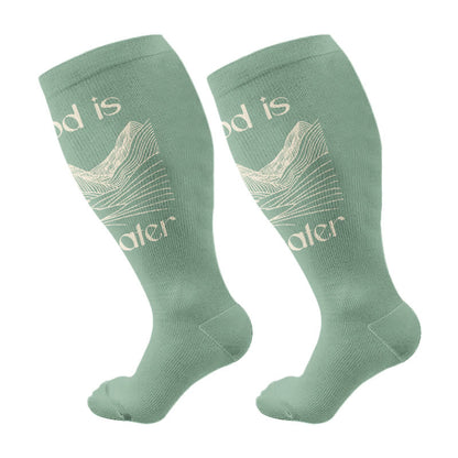 Plus Size Faith Healing Compression Socks(3 Pairs) - Green(1 Pair) - 4XL - image 6