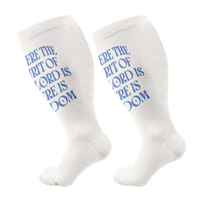 Plus Size Scripture Hope Compression Socks(3 Pairs) - Light Gray(1 Pair) - 4XL - image 6