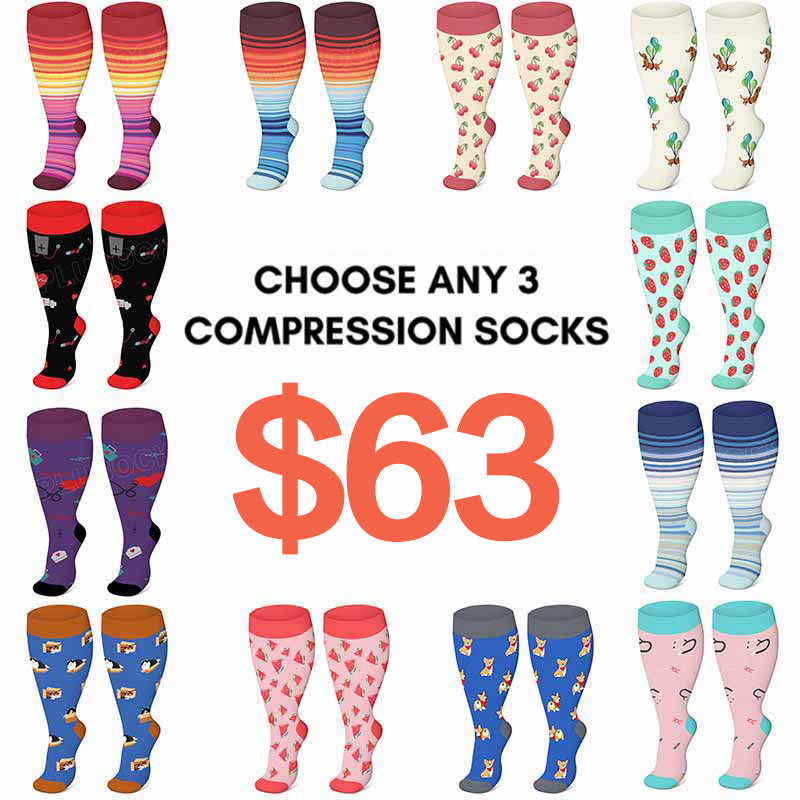 Plus Size Color Pattern Compression Socks - image 0