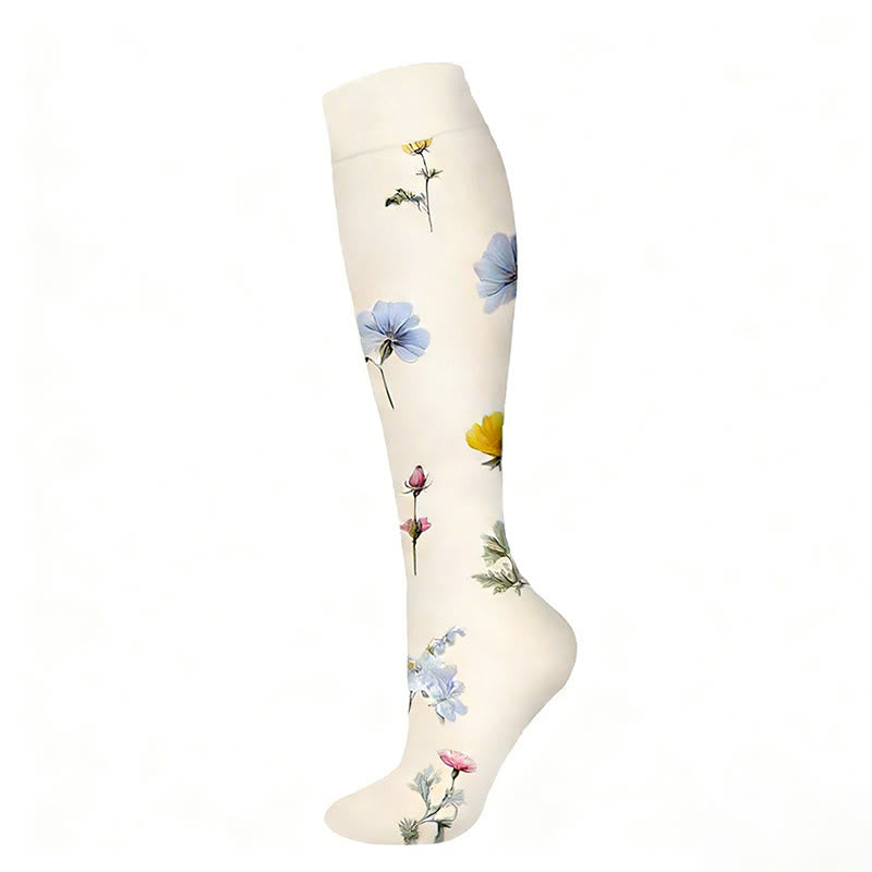 Floral Butterfly Compression Socks(6 Pairs) - White - S/M - image 4