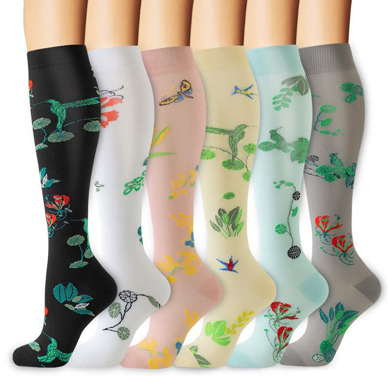 Stylish Support Compression Socks(6 Pairs) - Multicolor - S/M - image 0