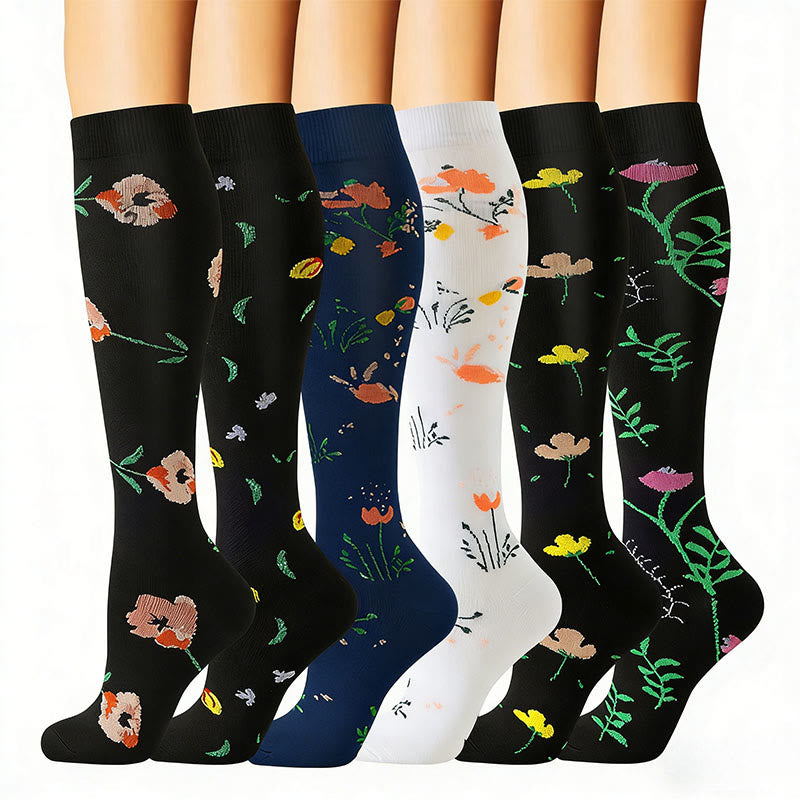 Wildflower Compression Socks(6 Pairs) - Multicolor - S/M - image 0