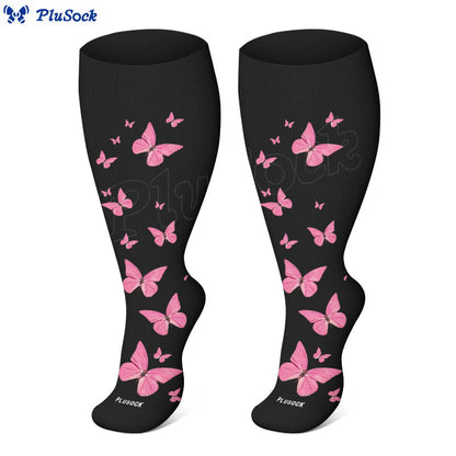 Plus Size  Butterfly Print Compression Socks(3 Pairs) - image 2