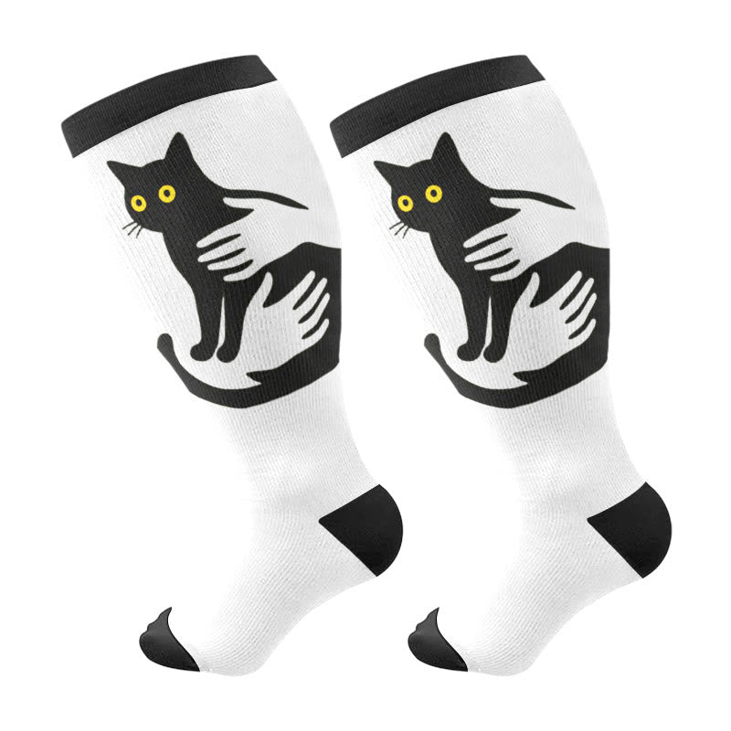 Plus Size Cat Lover Compression Socks(3 Pairs) - White(1 Pair) - 4XL - image 6