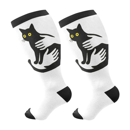 Plus Size Cat Lover Compression Socks(3 Pairs) - White(1 Pair) - 4XL - image 6