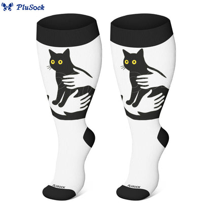 Plus Size Cat Lover Compression Socks(3 Pairs) - image 3