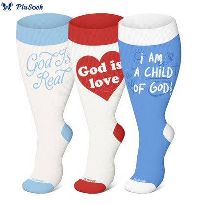Plus Size God Is Love Compression Socks(3 Pairs) - image 0