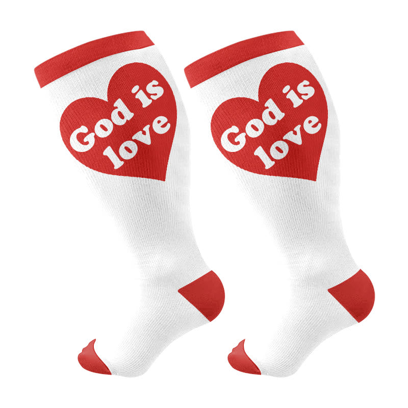 Plus Size God Is Love Compression Socks(3 Pairs) - White(1 Pair) - 4XL - image 7