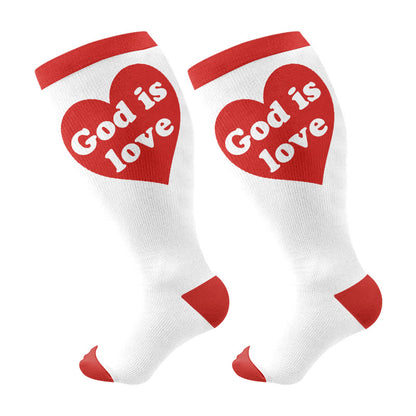Plus Size God Is Love Compression Socks(3 Pairs) - White(1 Pair) - 4XL - image 7
