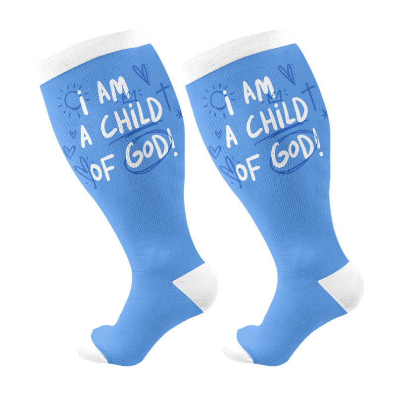 Plus Size God Is Love Compression Socks(3 Pairs) - Blue(1 Pair) - 4XL - image 5