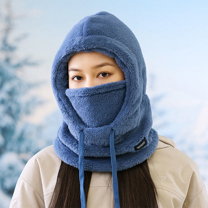 Thickened Windproof Hooded Scarf - Blue - One Size - image 2