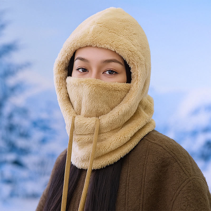 Thickened Windproof Hooded Scarf - Khaki - One Size - image 5