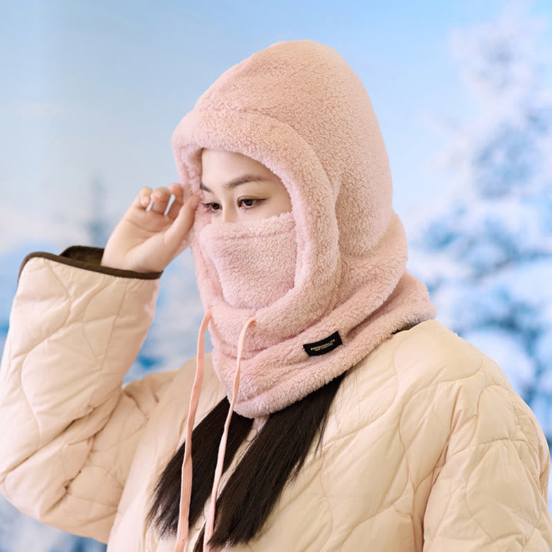 Thickened Windproof Hooded Scarf - Pink - One Size - image 7