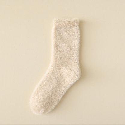 Solid Colors Versatile Style Sleep Socks(3 Pairs) - Beige - EU36-43(US3-9) - image 16