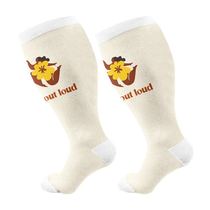 Plus Size Positive Quotes Compression Socks(3 Pairs) - Apricot(1 Pair) - 4XL - image 5