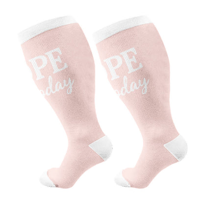 Plus Size Positive Quotes Compression Socks(3 Pairs) - Pink(1 Pair) - 4XL - image 7