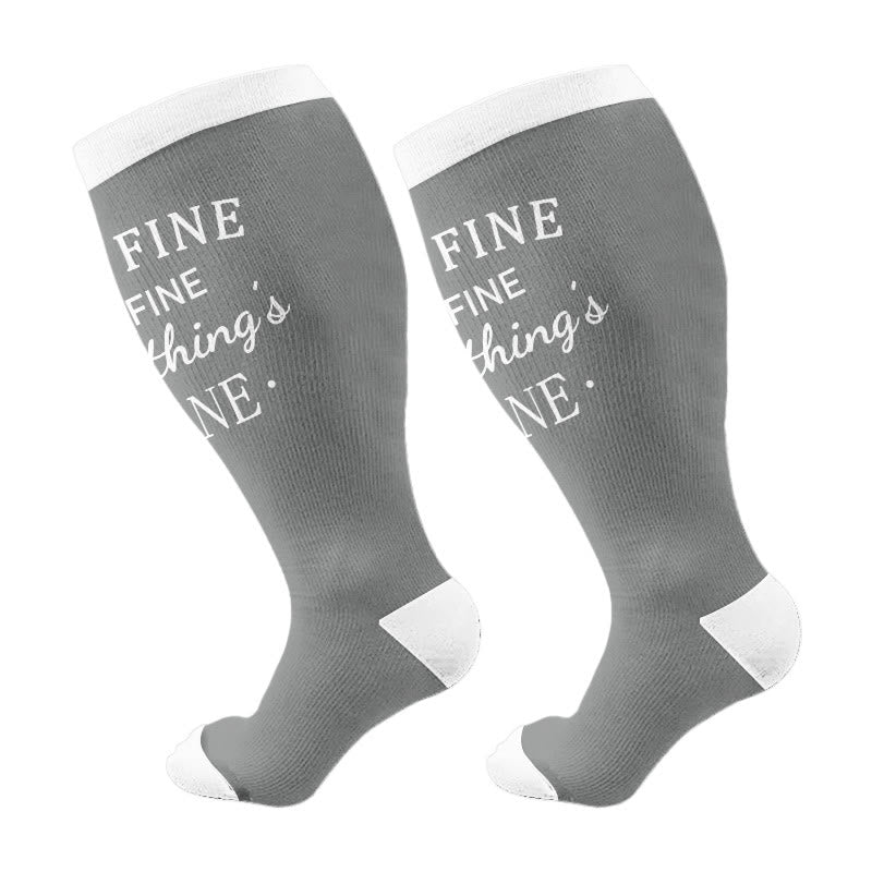 Plus Size Positive Quotes Compression Socks(3 Pairs) - Grey(1 Pair) - 4XL - image 6