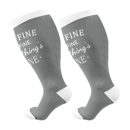 Plus Size Positive Quotes Compression Socks(3 Pairs) - Grey(1 Pair) - 4XL - image 6