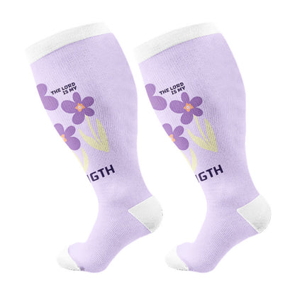 Plus Size Strength Words Compression Socks(3 Pairs) - Purple(1 Pair) - 4XL - image 5