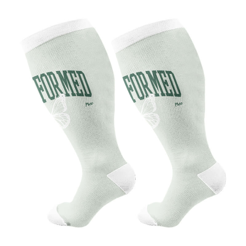 Plus Size Strength Words Compression Socks(3 Pairs) - Green(1 Pair) - 4XL - image 6