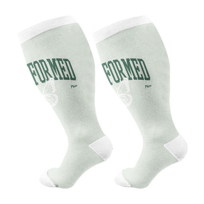 Plus Size Strength Words Compression Socks(3 Pairs) - Green(1 Pair) - 4XL - image 6