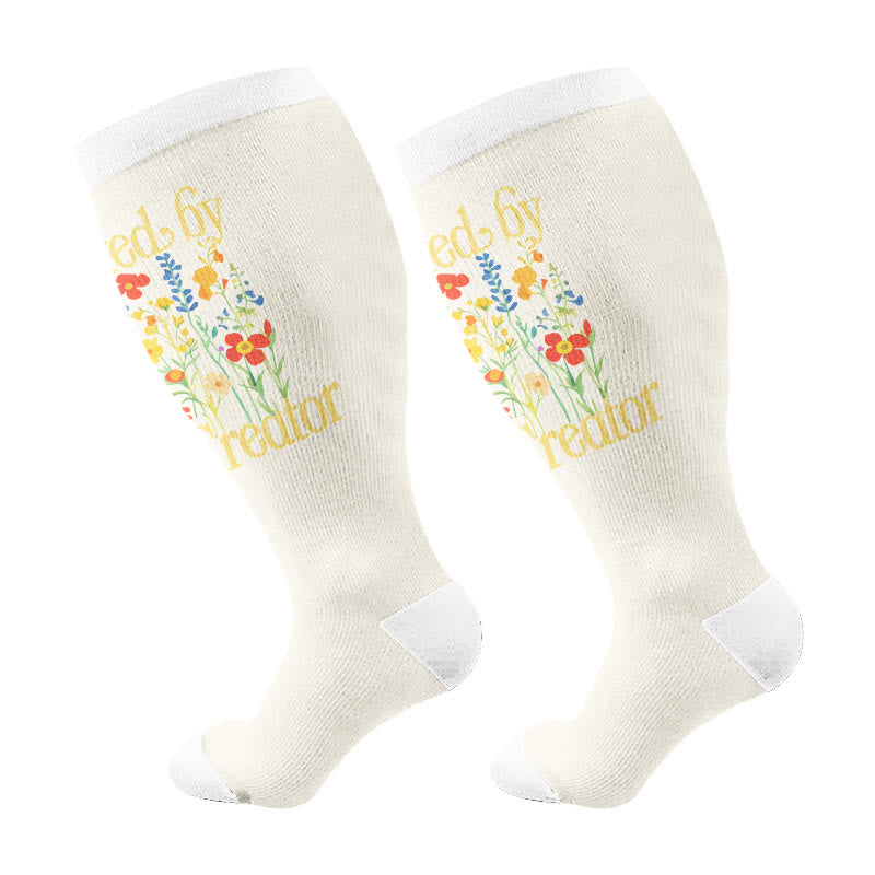 Plus Size Strength Words Compression Socks(3 Pairs) - Apricot(1 Pair) - 4XL - image 7