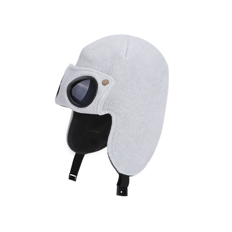 Sunglasses Ear Protection Beanie With Goggles - Grey - One Size - image 2