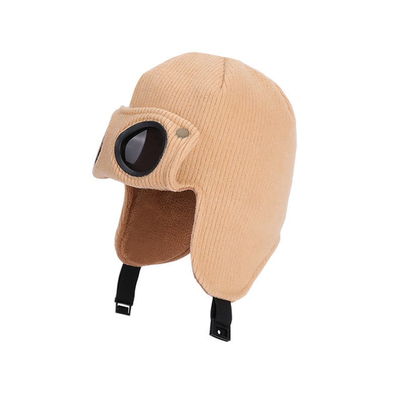 Sunglasses Ear Protection Beanie With Goggles - Khaki - One Size - image 0