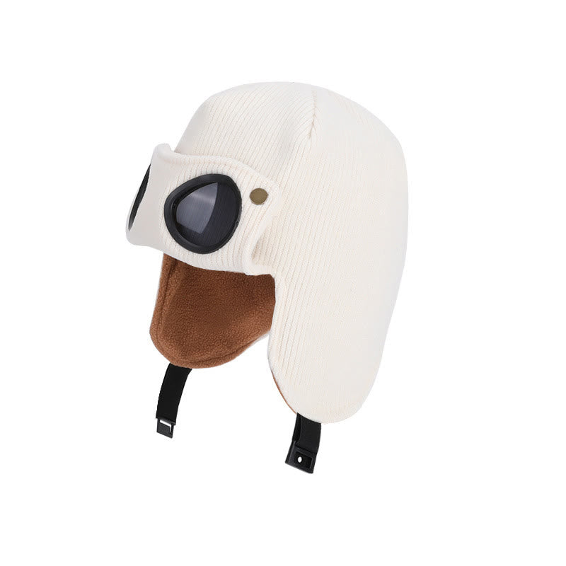 Sunglasses Ear Protection Beanie With Goggles - White - One Size - image 4