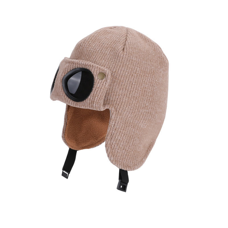 Sunglasses Ear Protection Beanie With Goggles - Coffee - One Size - image 5
