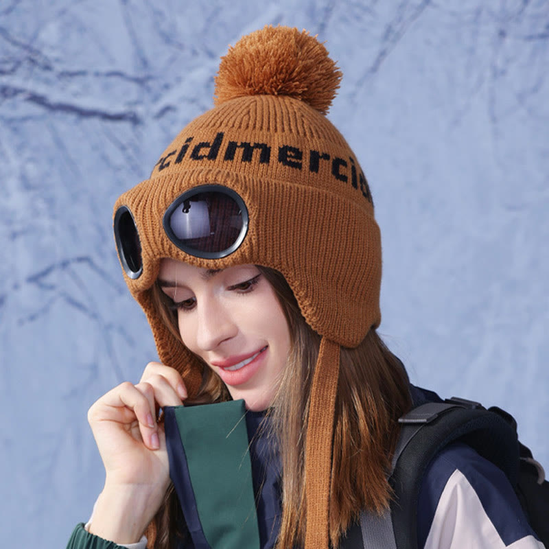 Windproof Warm Beanie With Goggles - image 9