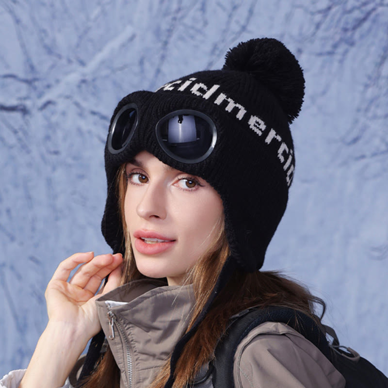 Windproof Warm Beanie With Goggles - image 4