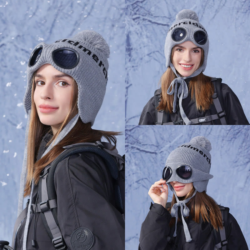 Windproof Warm Beanie With Goggles - image 0
