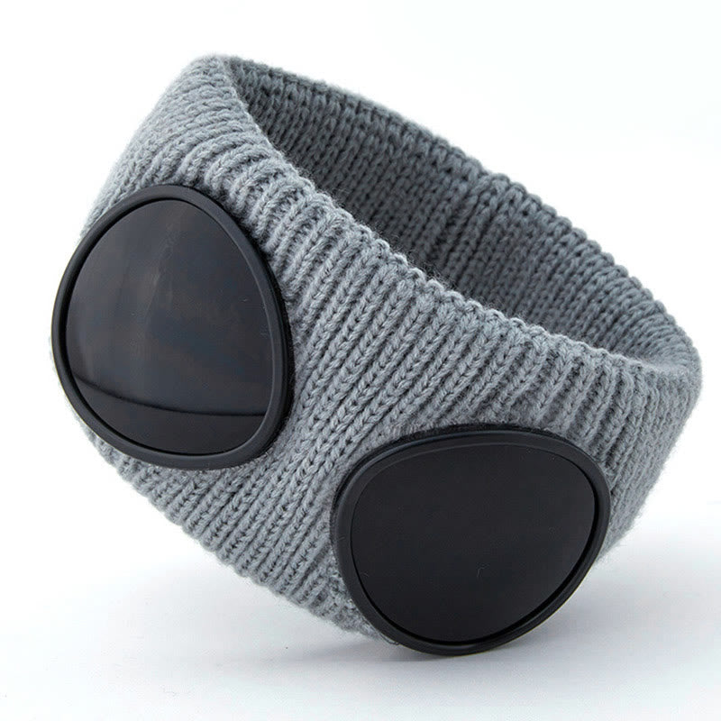 Solid Color Headband With Goggles - Grey - One Size - image 10
