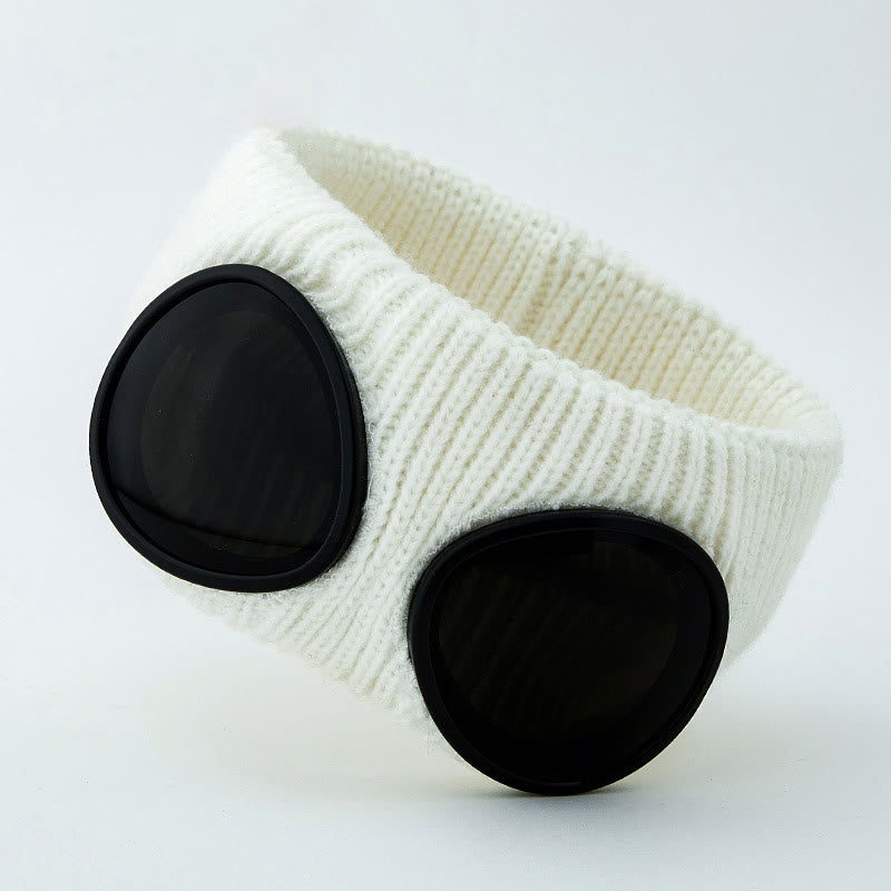 Solid Color Headband With Goggles - White - One Size - image 8