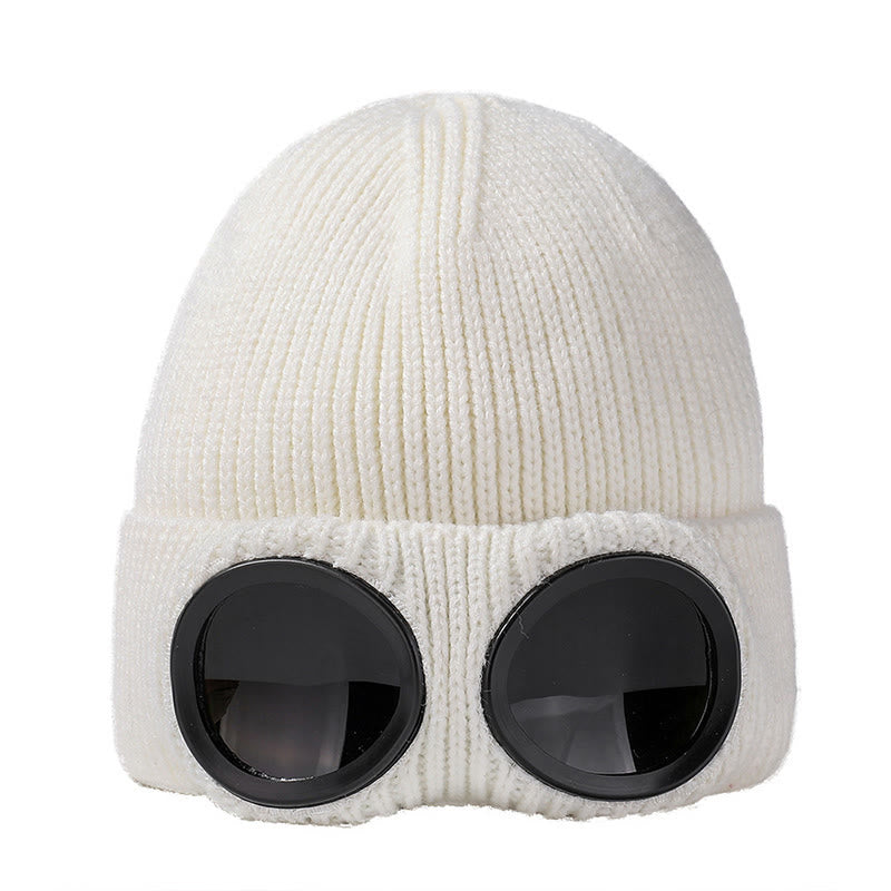 Keep Warm Beanie With Goggles - White - One Size - image 11
