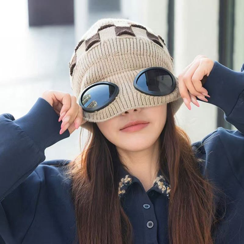 Grid Soft Beanie With Goggles - image 3