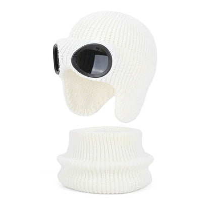 Unisex Scarf Beanie With Goggles - White - One Size - image 16