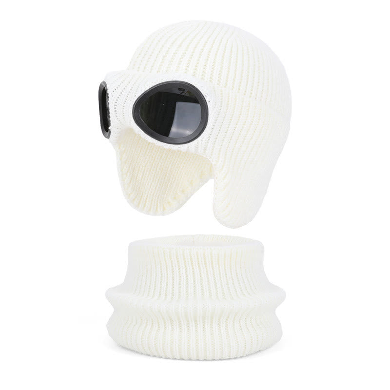 Unisex Scarf Beanie With Goggles - White - One Size - image 16