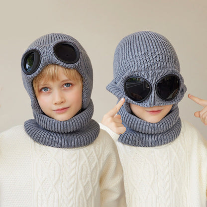 Unisex Scarf Beanie With Goggles - image 0