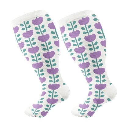 Plus Size Floral Trio Compression Socks - White - 4XL - image 14