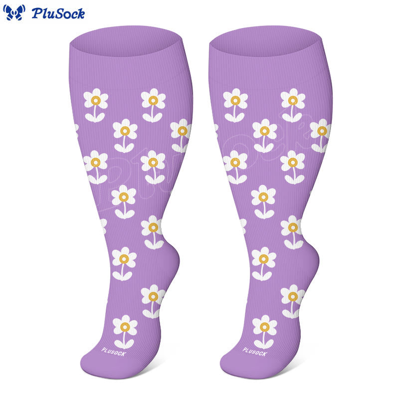 Plus Size Floral Trio Compression Socks(3 Pairs) - image 11
