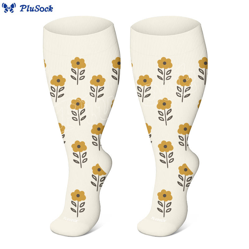 Plus Size Floral Trio Compression Socks(3 Pairs) - image 9