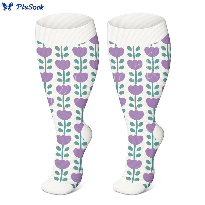 Plus Size Floral Trio Compression Socks(3 Pairs) - image 10