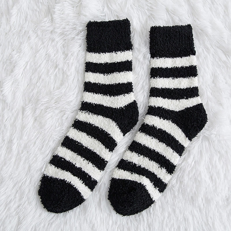 Soft Wide Stripes Quarter Socks(5 Pairs) - Black - EU39-44(US6-10) - image 7