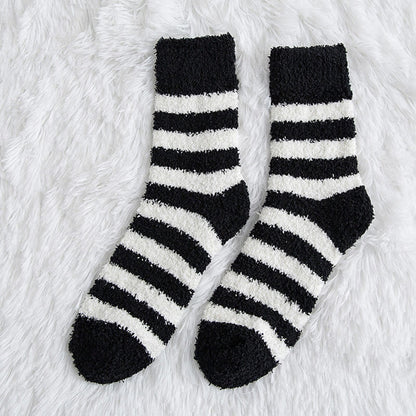 Soft Wide Stripes Quarter Socks(5 Pairs) - Black - EU39-44(US6-10) - image 7